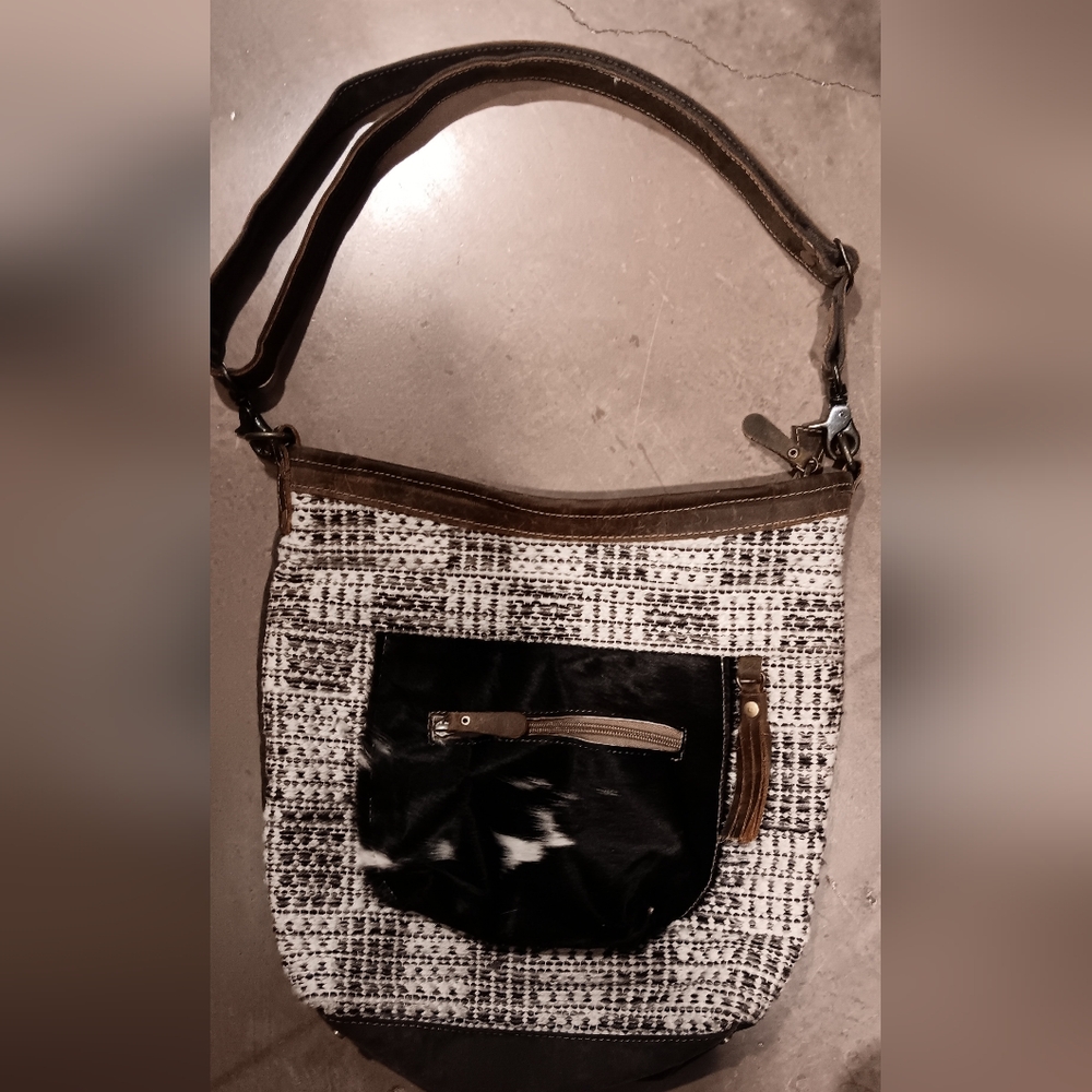 Myra Bag Purse Black and Brown Large Crossbody